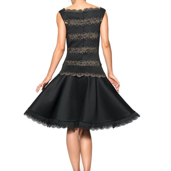 Tadashi Shoji Laser Cut Neoprene A LIne Dress Size Small - Picture 2 of 11